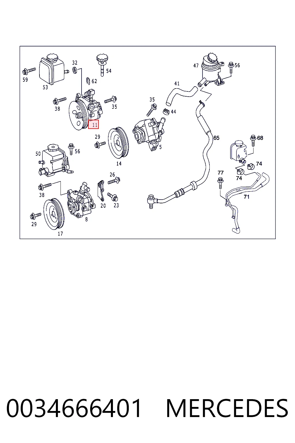 0034666401 Mercedes Pompa wspomagania hydraulicznego kierownicy