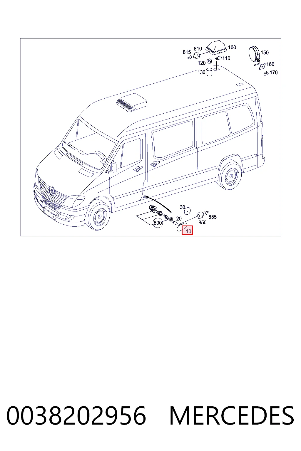 0038202956 Mercedes Lampa pozycyjna boczna (furgon)