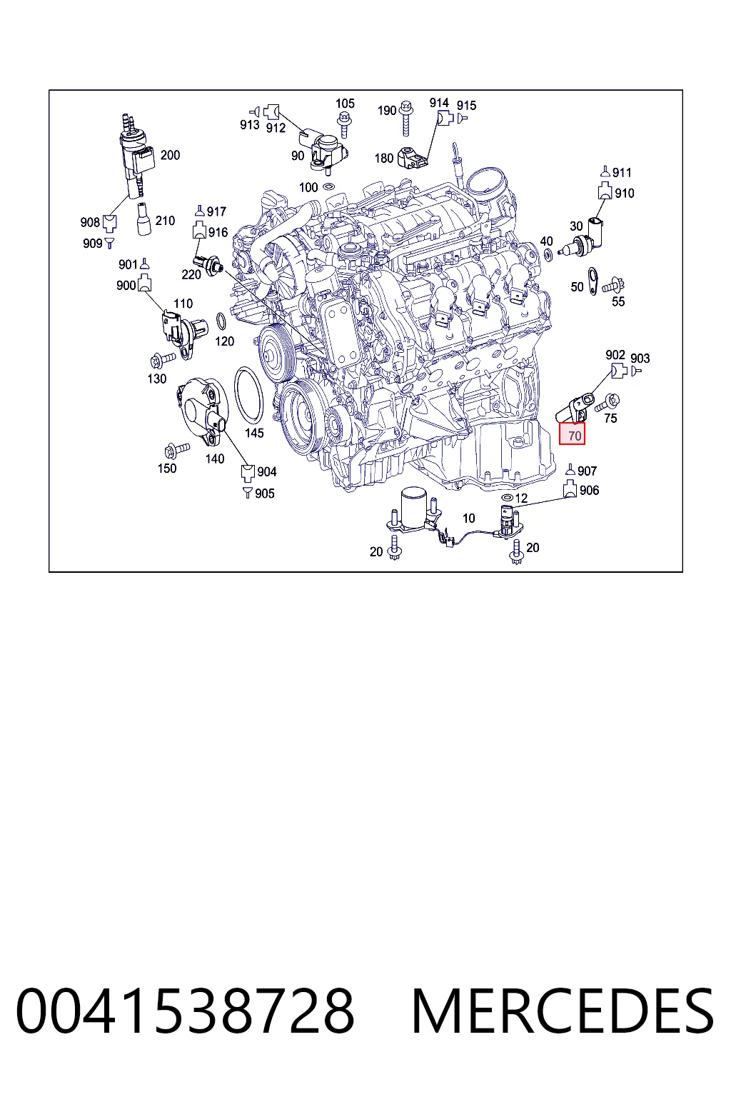 0041538728 Mercedes Czujnik położenia wału korbowego