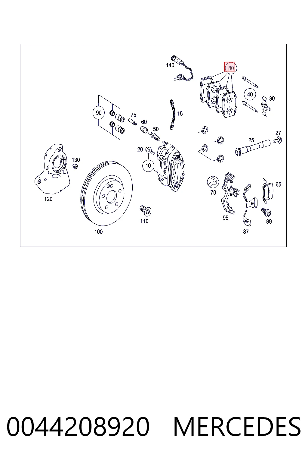 0044208920 Mercedes Klocki hamulcowe przednie tarczowe