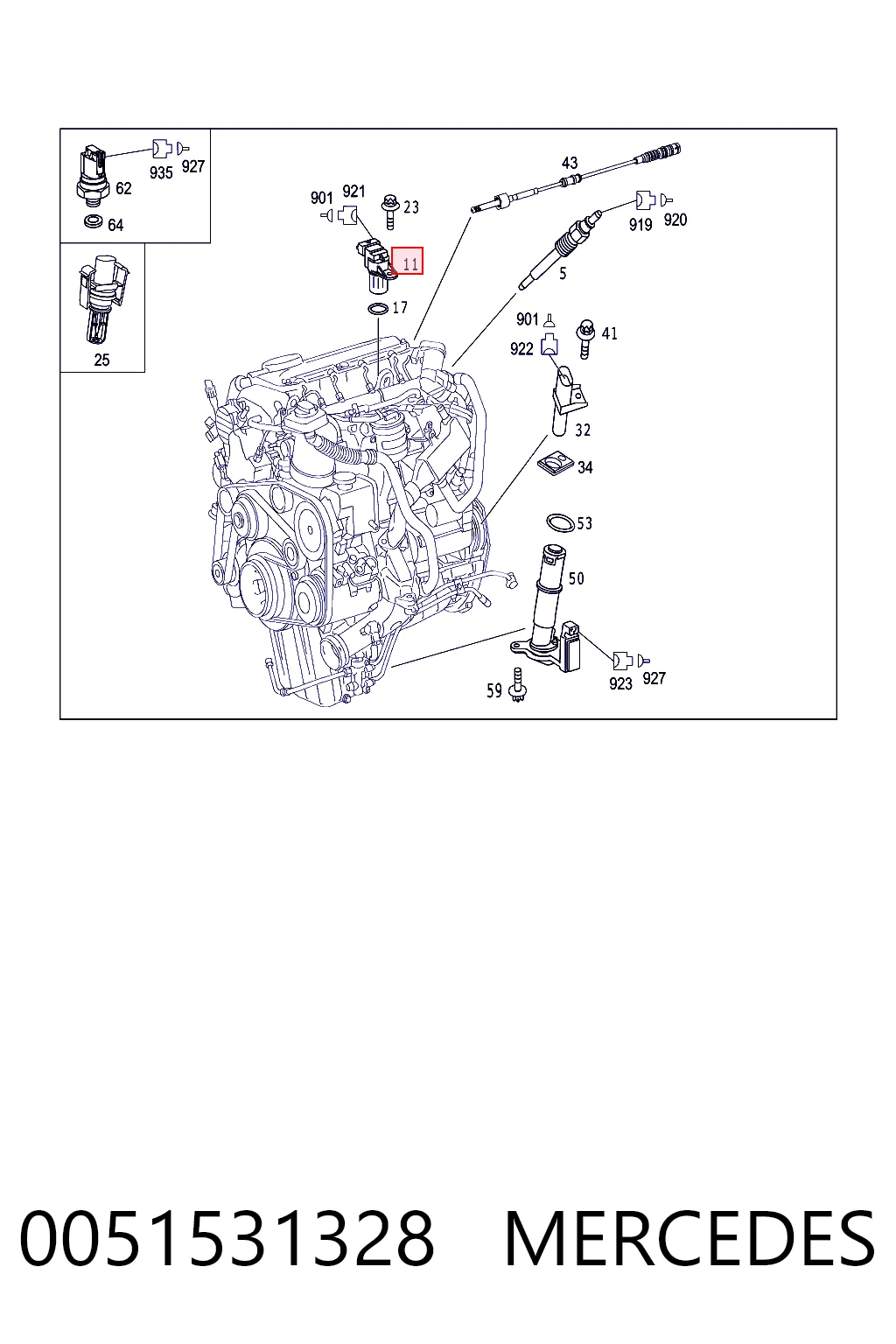 0051531328 Mercedes Czujnik położenia wałka rozrządu