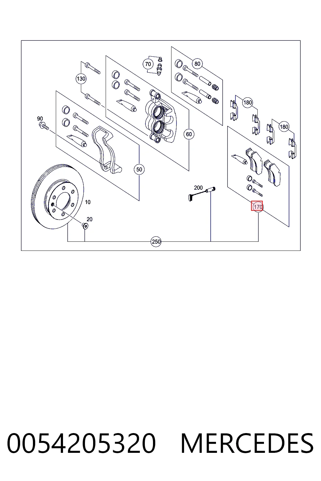 0054205320 Mercedes Klocki hamulcowe przednie tarczowe