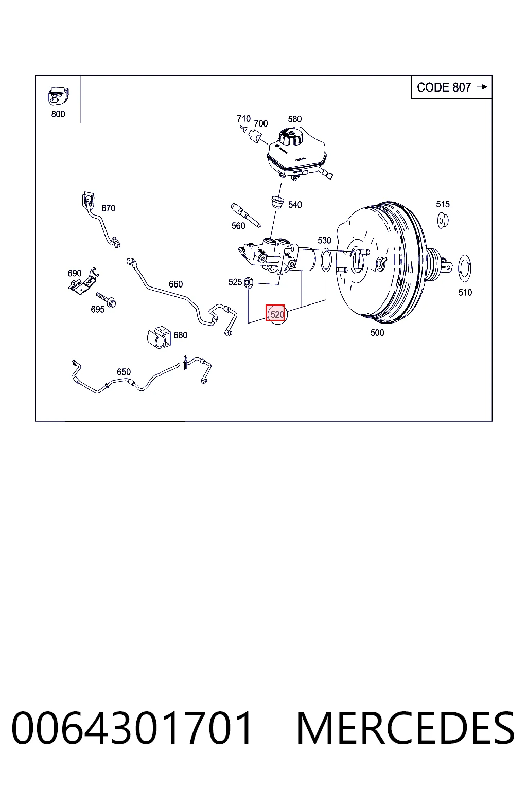 0064301701 Mercedes Główny cylinder hamulców
