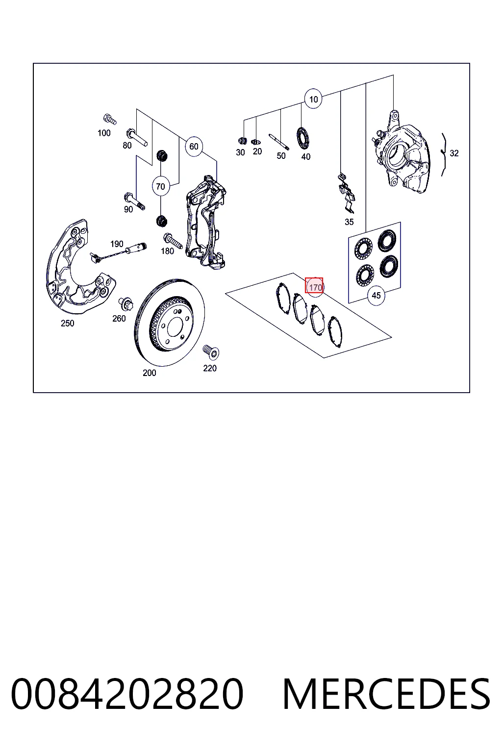 0084202820 Mercedes Klocki hamulcowe przednie tarczowe
