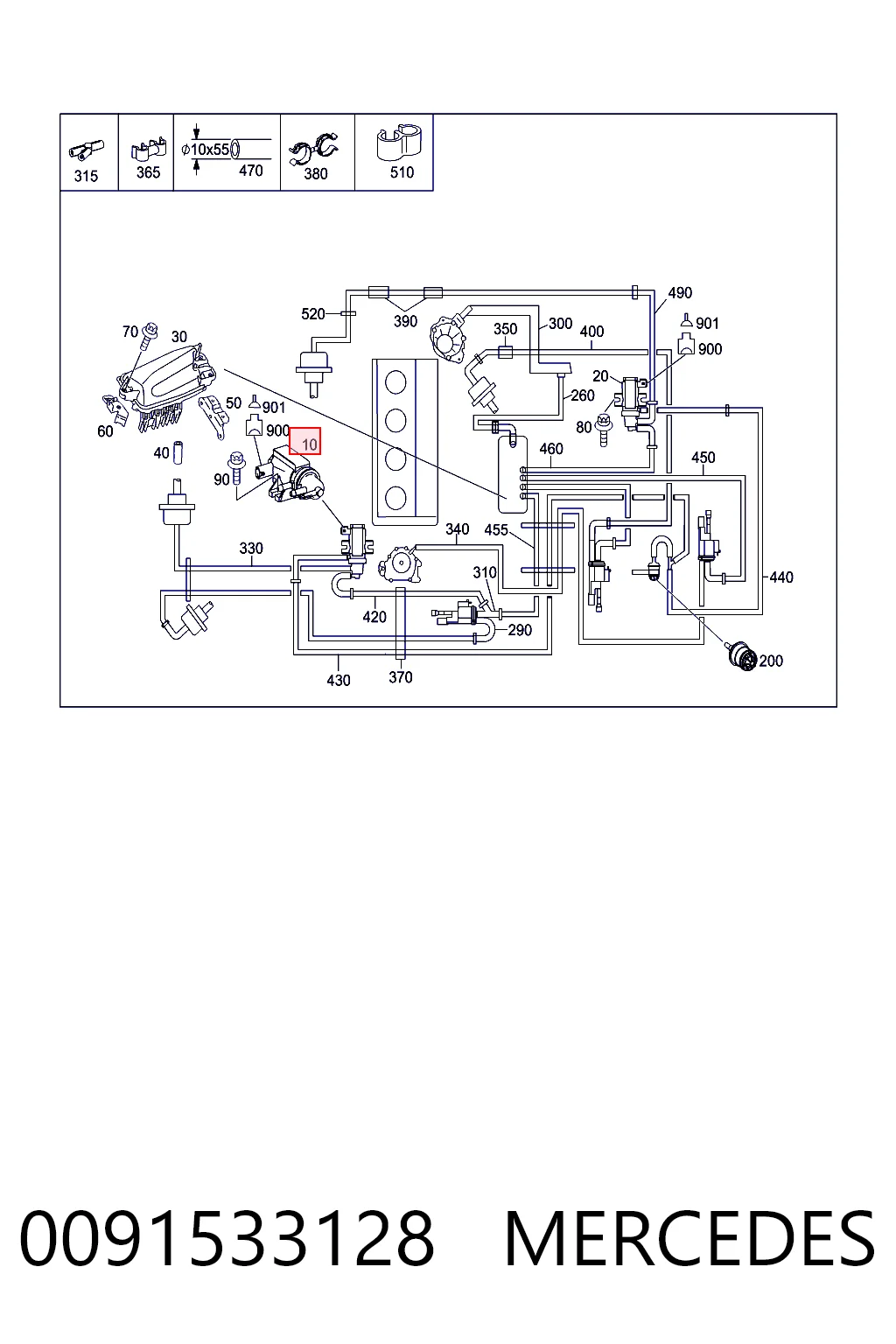 0091533128 Mercedes Przetwornik ciśnienia (solenoid) doładowania