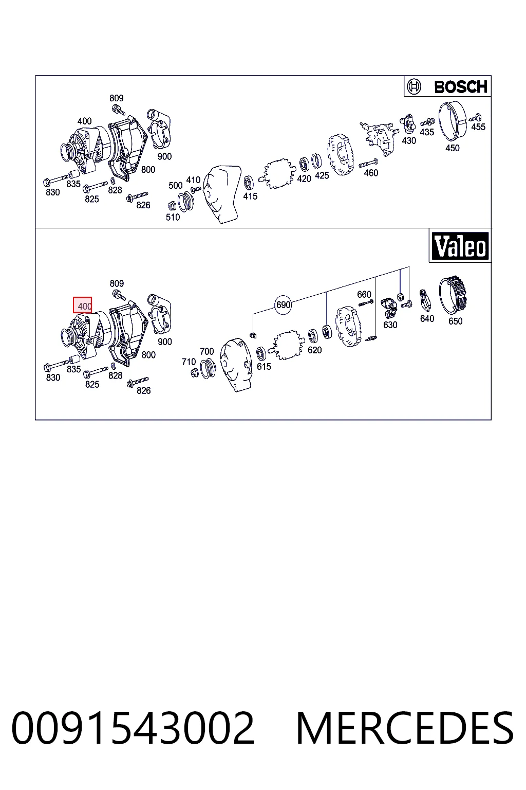 0091543002 Mercedes Alternator