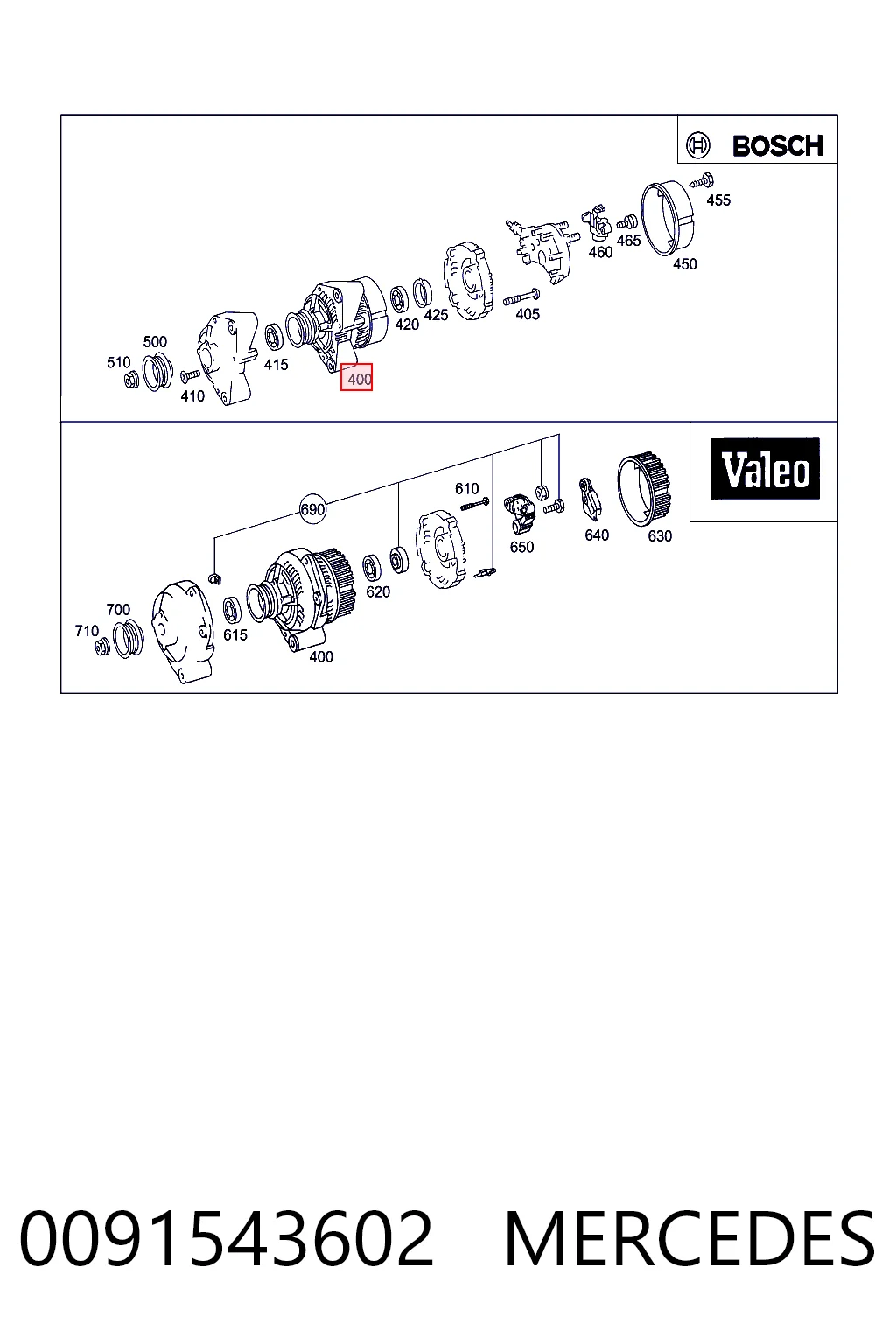 0091543602 Mercedes Alternator