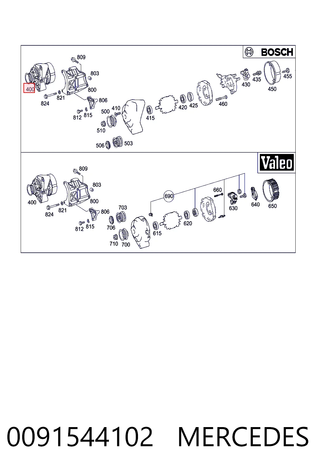 0091544102 Mercedes Alternator