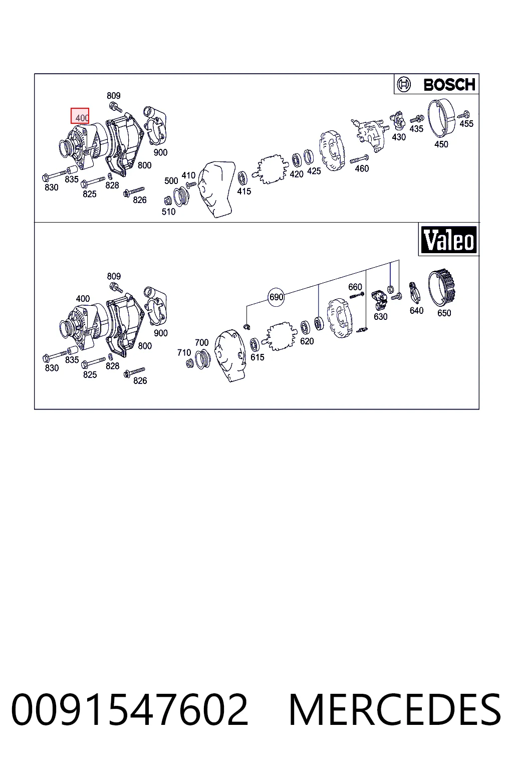 0091547602 Mercedes Alternator