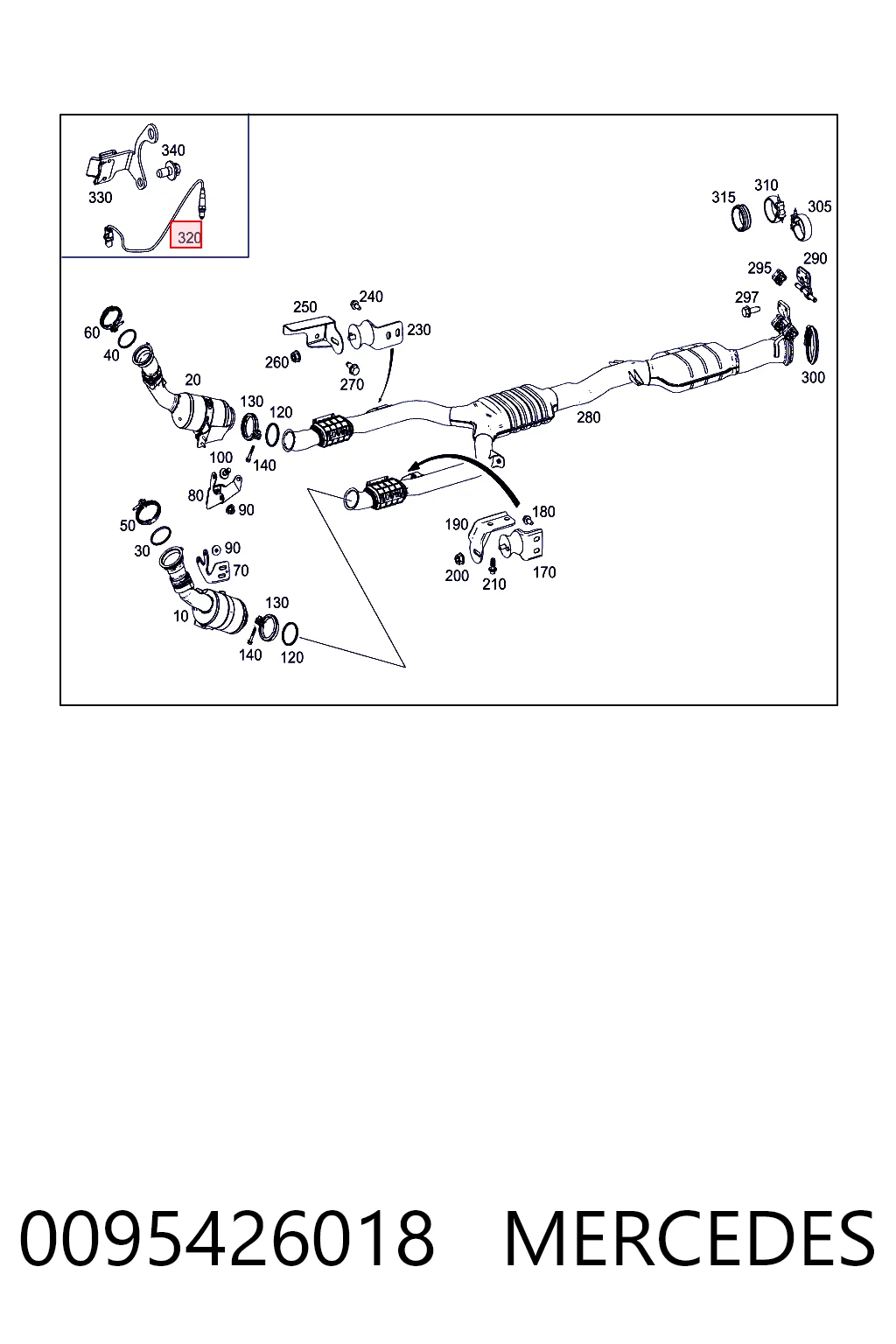 0095426018 Mercedes Sonda lambda czujnik tlenu przed katalizatorem lewy