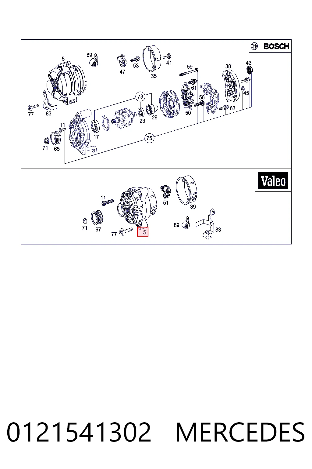 0121541302 Mercedes Alternator