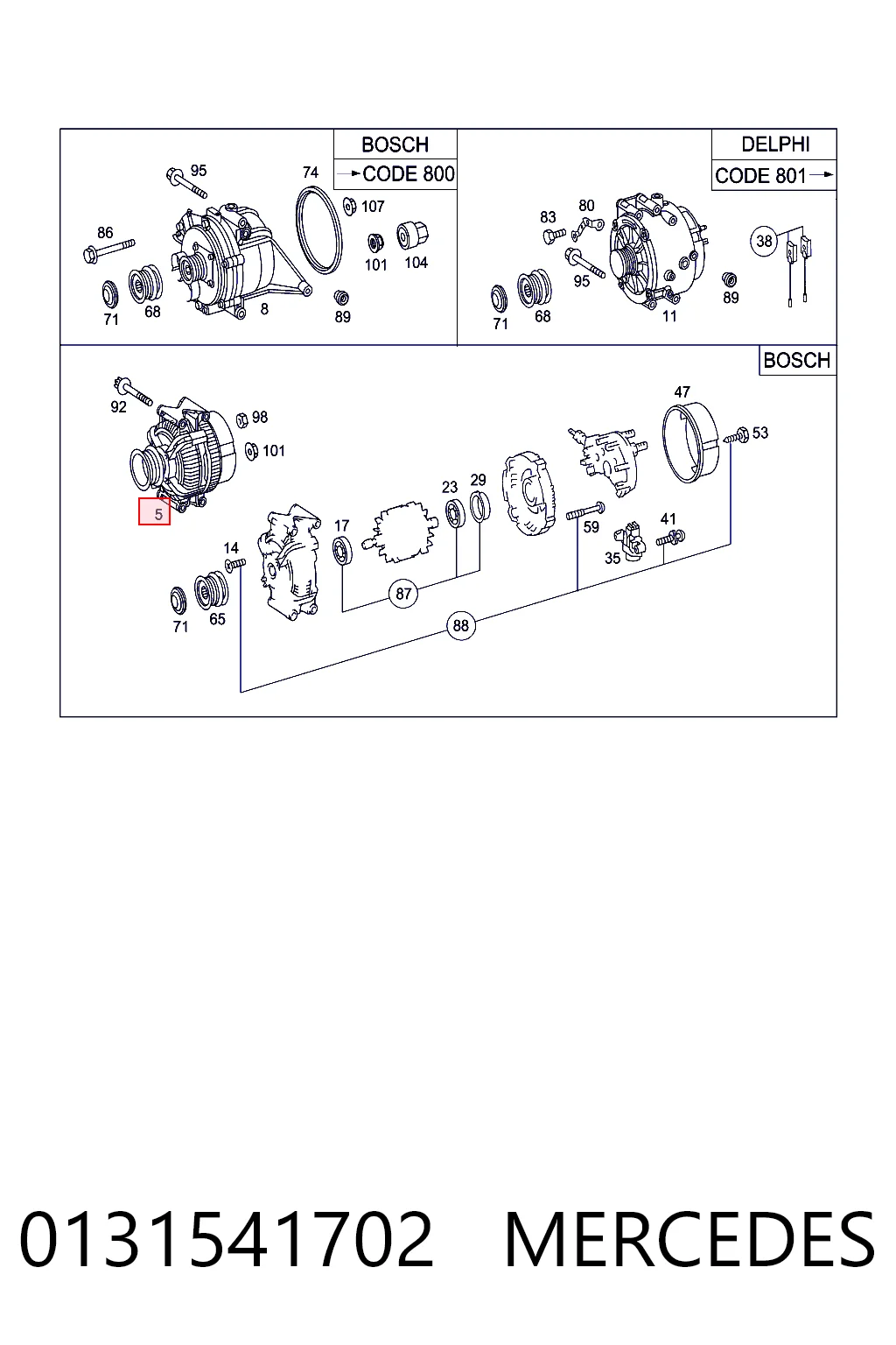 0131541702 Mercedes Alternator