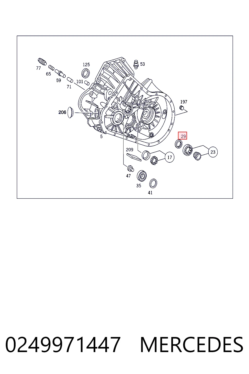0249971447 Mercedes Uszczelniacz automatycznej/mechanicznej slrzyni biegów (wału wejściowego/sprzęgłowego)