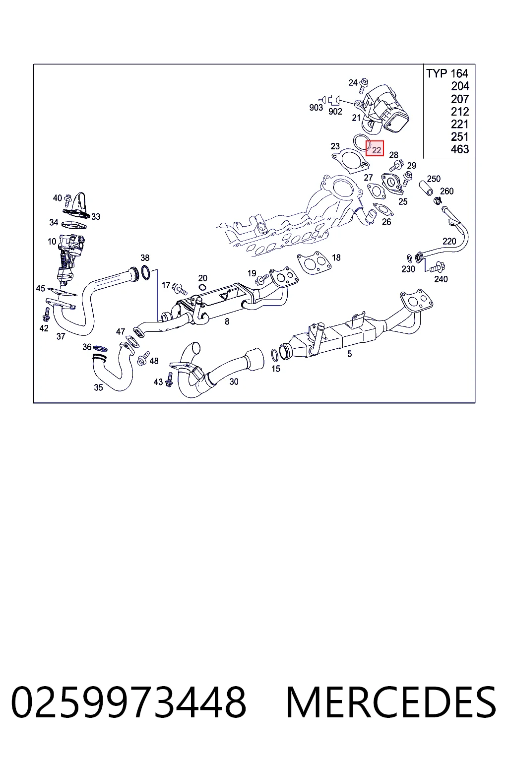 0259973448 Mercedes Uszczelka króćca EGR do głowicy cylindrów