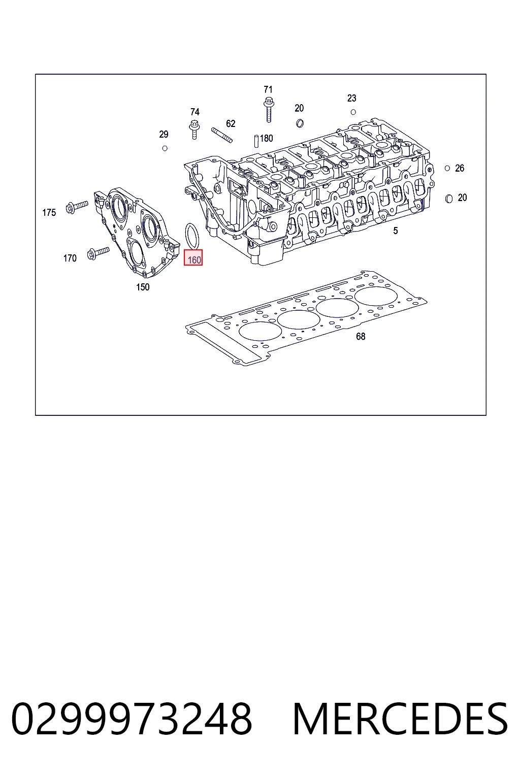 0299973248 Mercedes Uszczelka przedniej pokrywy głowicy cylindra
