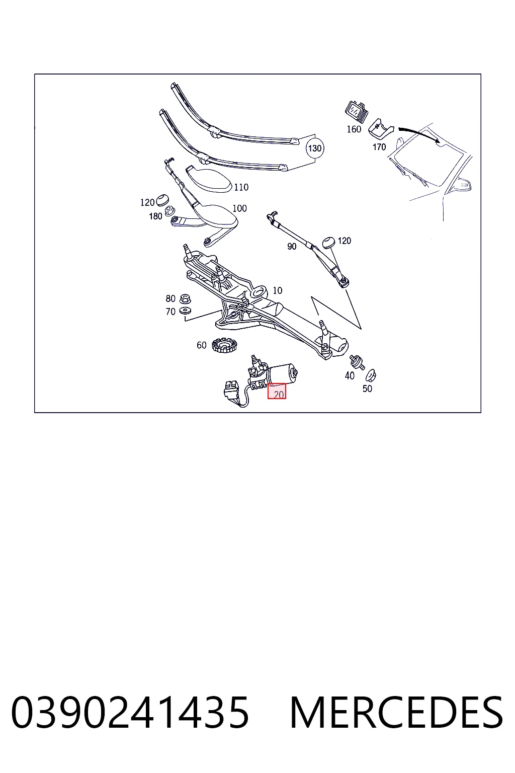 Silniczek wycieraczki szyby przedniej Mercedes S sedana (W220) (1998 - 2005) cena, od 46,19 USD