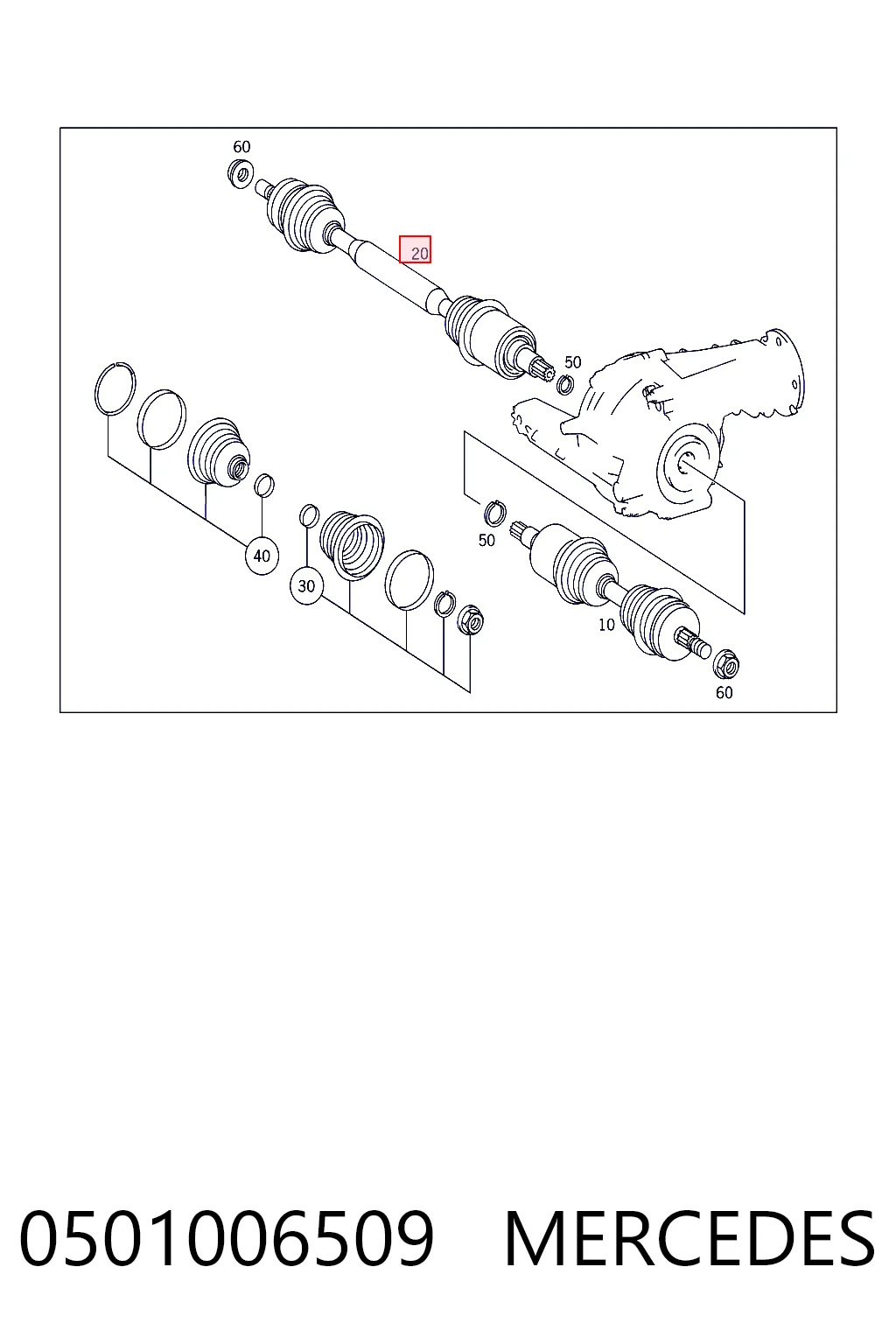 Półoś napędowa przednia prawa do Mercedes ML/GLE  W163