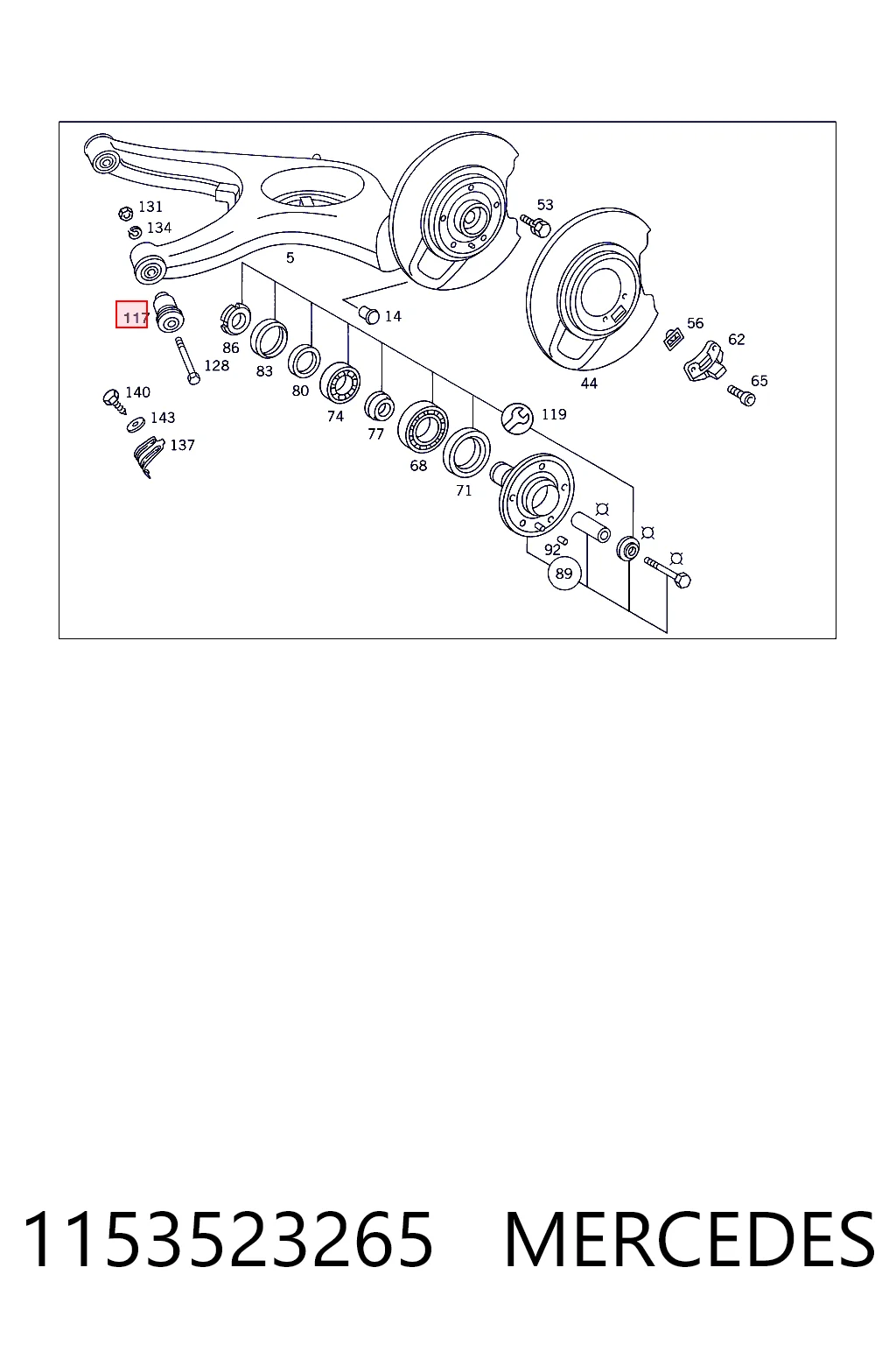 1153523265 Mercedes Silentblock wahacza tylnego dolnego