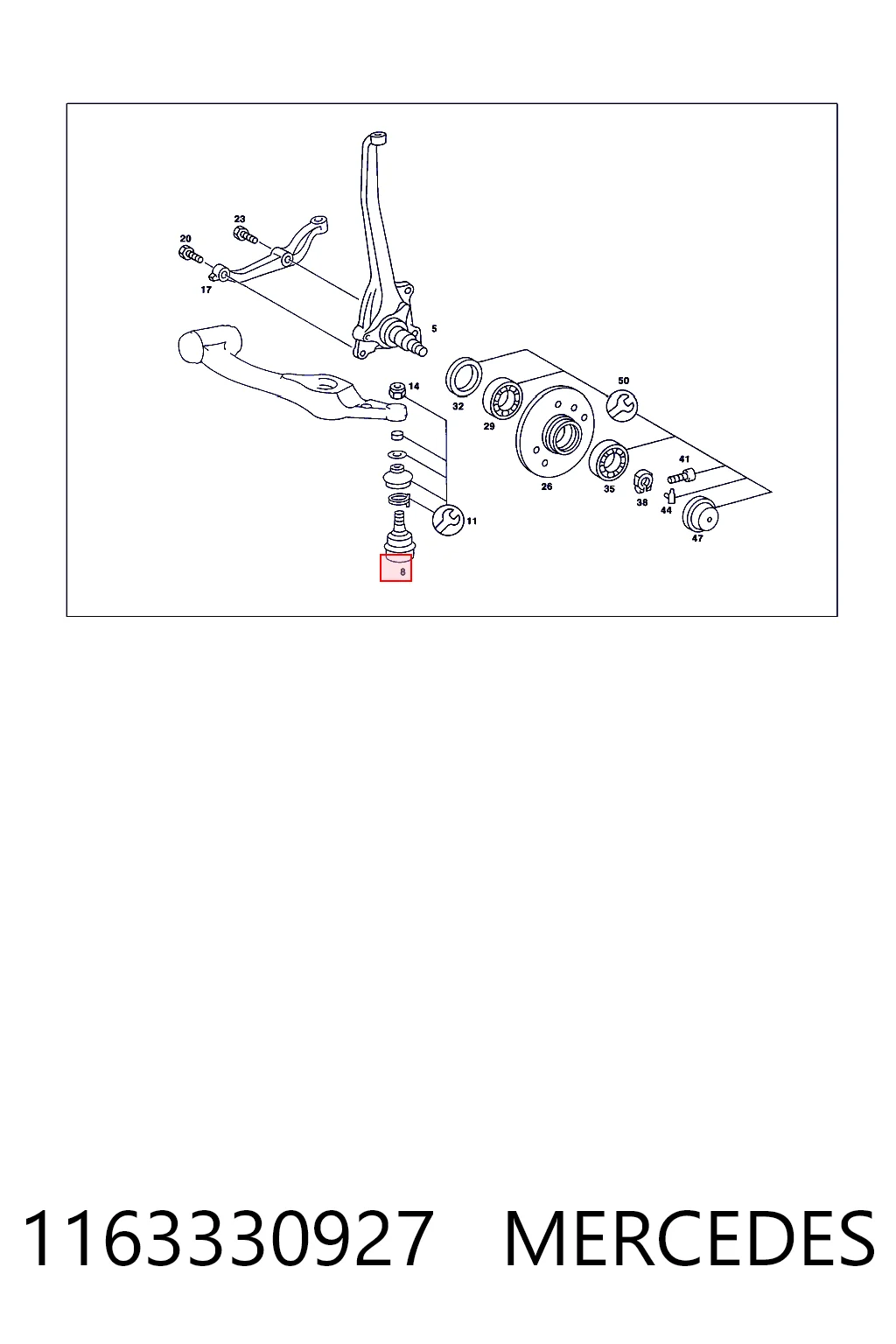 1163330927 Mercedes Sworzeń wahacza dolny