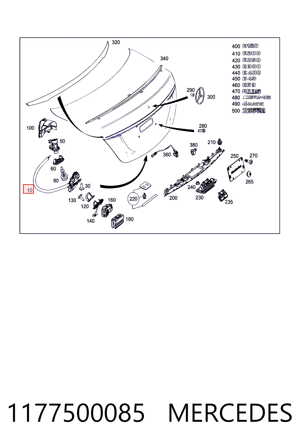 Zamek klapy bagażnika (3/5 drzwi tylnych) Mercedes C sedana (W205) (2013 - 2021) cena, od 87,24 USD