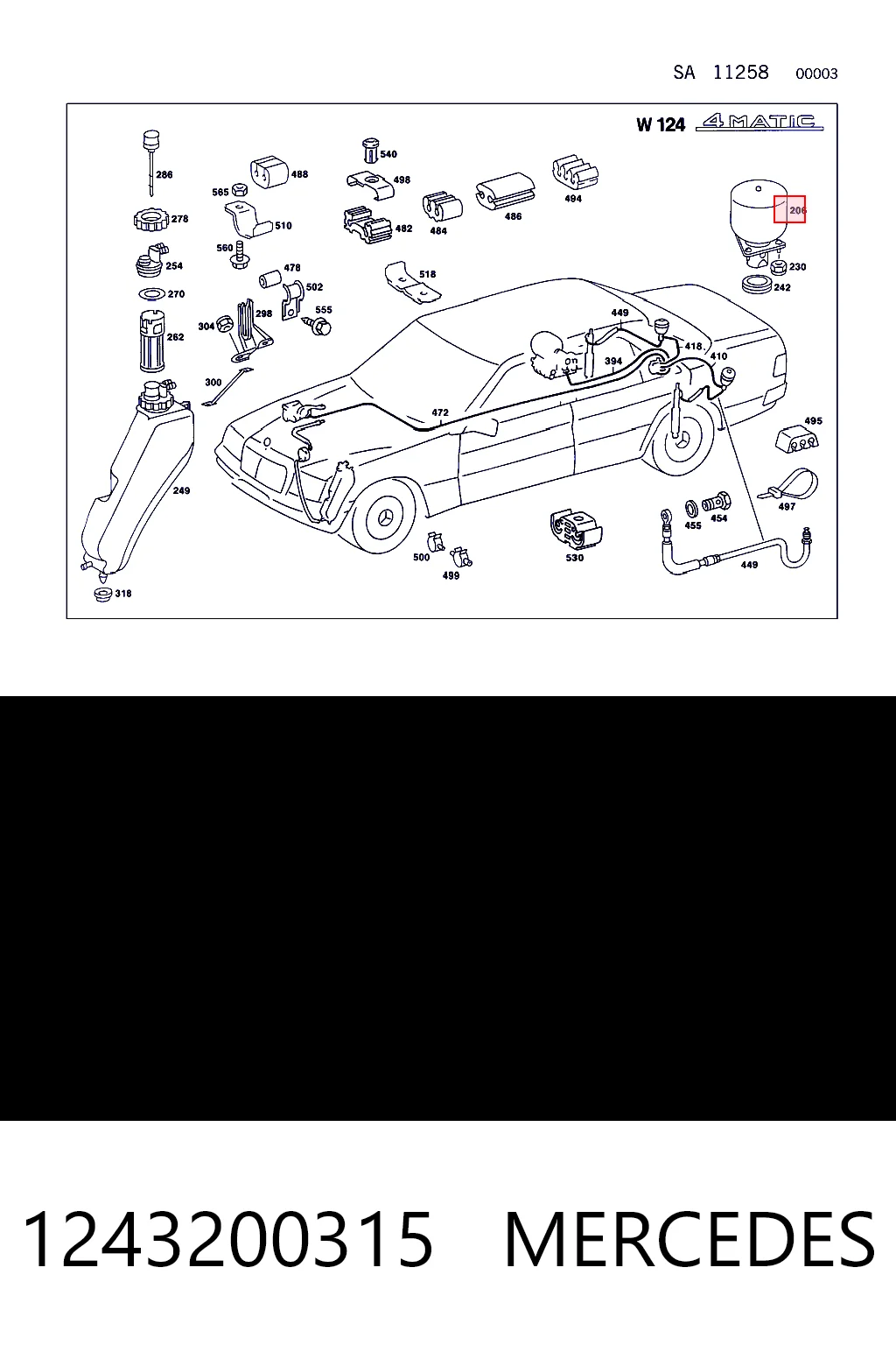 1243200315 Mercedes Akumulator hydrauliczny amortyzatorów tylny