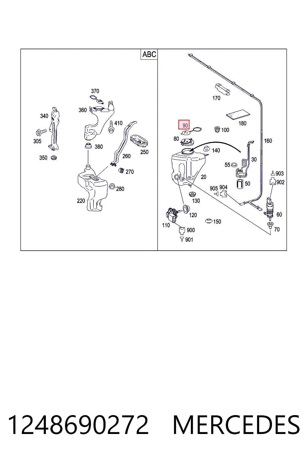 1248690272 Mercedes Korek zbiornika spryskiwacza