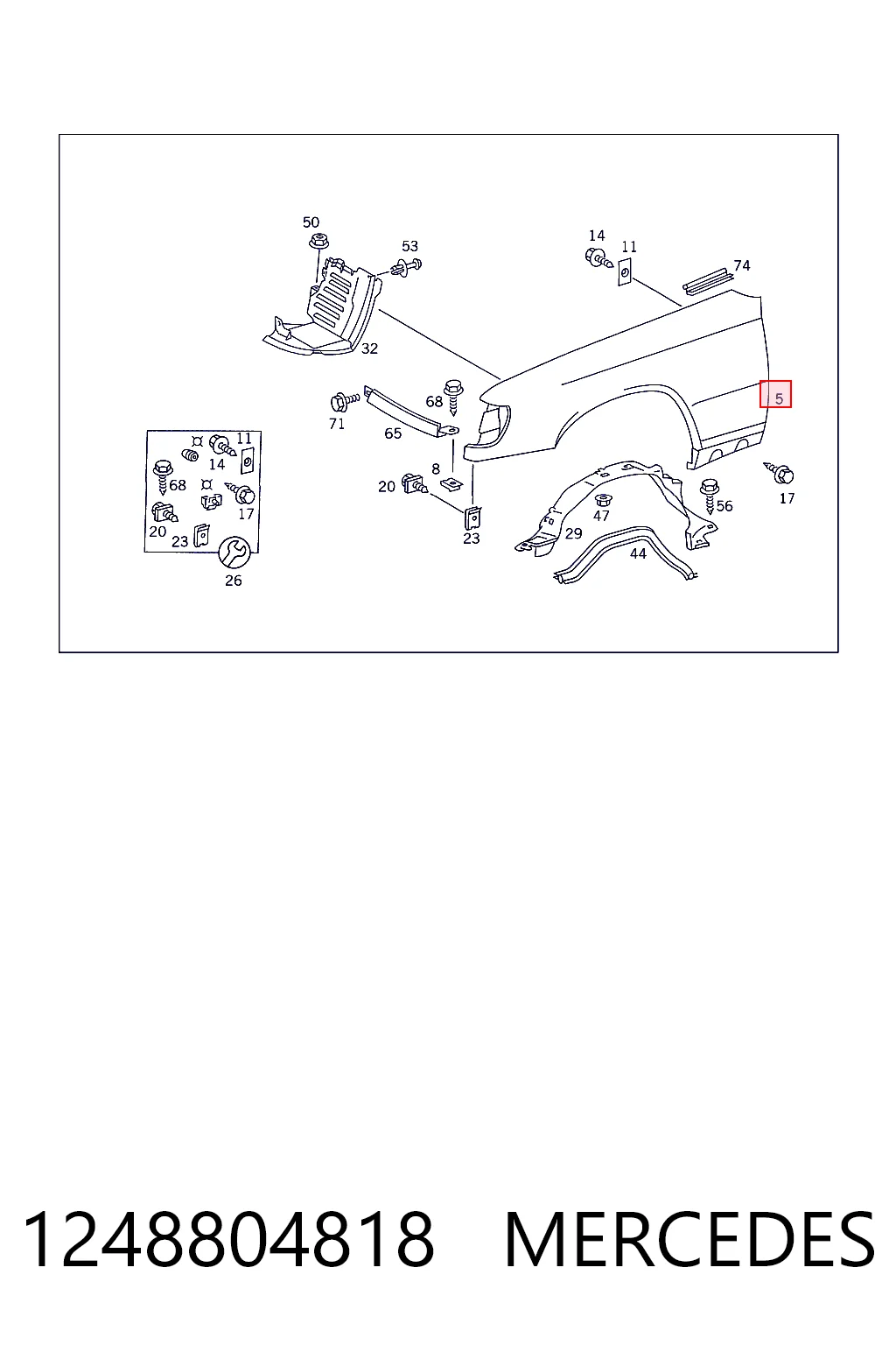 Błotnik przedni prawy do Mercedes E  T124