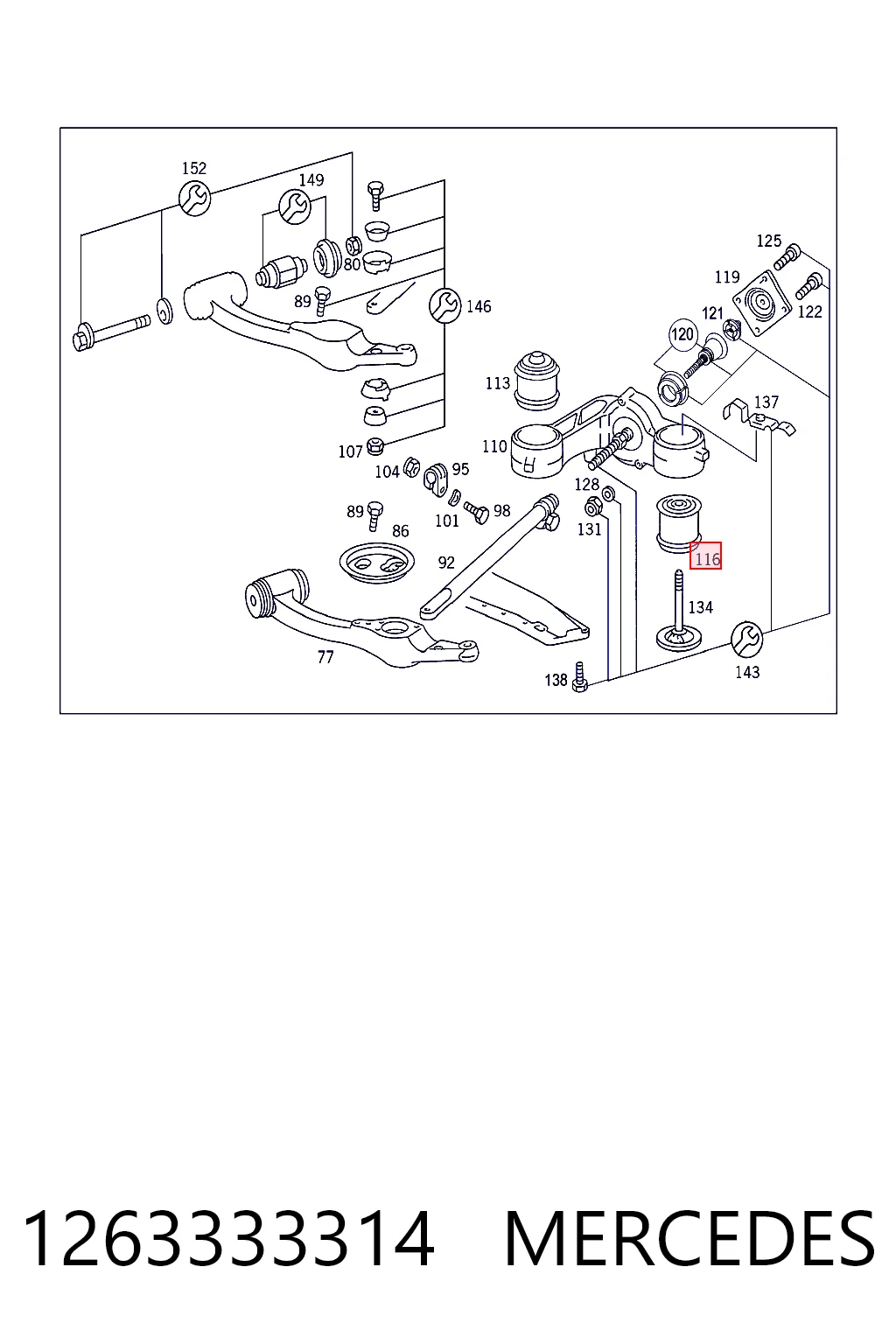 1263333314 Mercedes Silentblock przedniego wahacza dolnego
