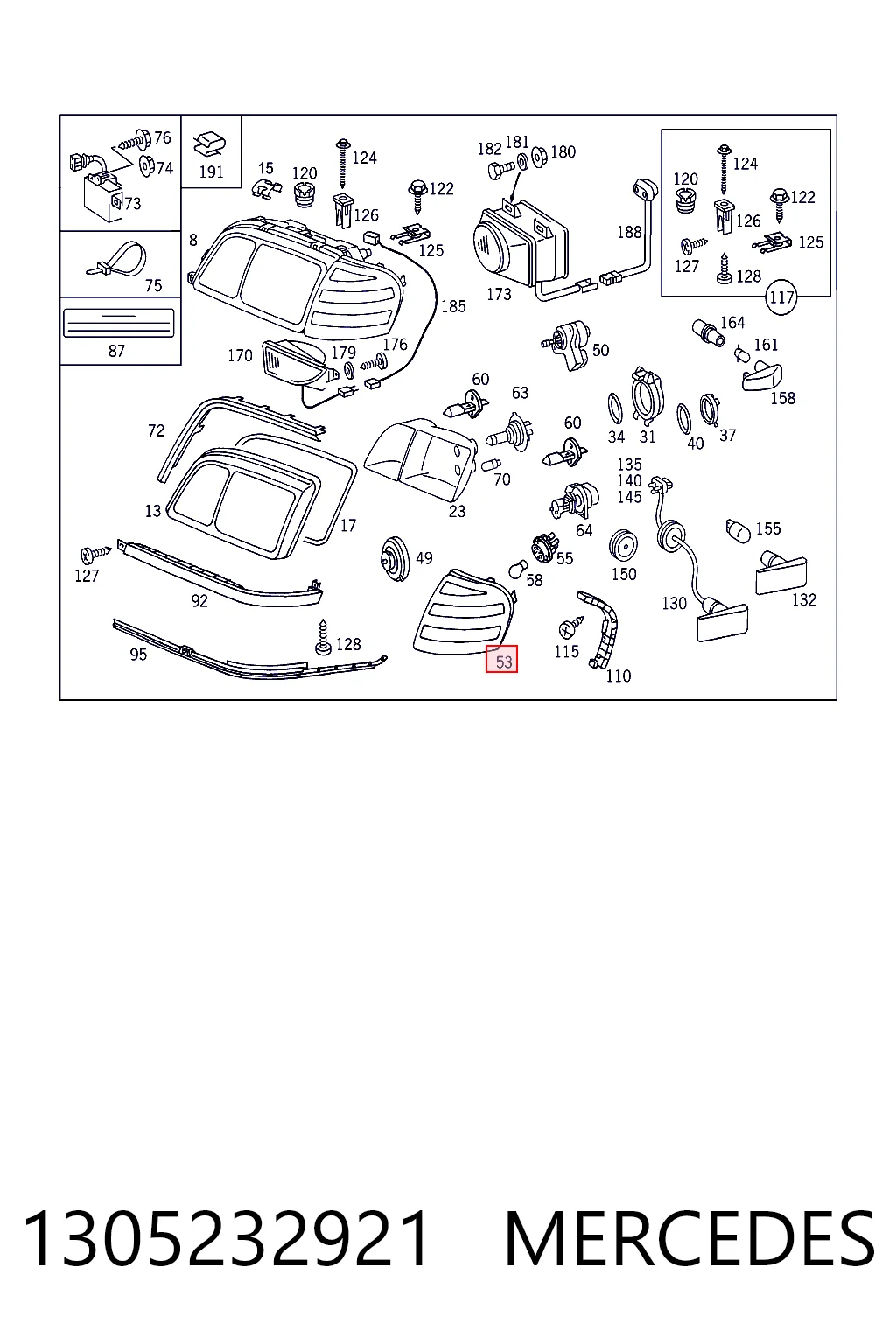 Kierunkowskaz lewy Mercedes C sedana (W202) (1993 - 2000) cena, od 19,29 USD