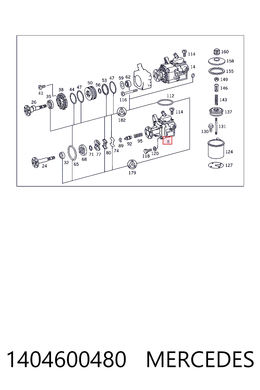 1404600480 Mercedes Pompa wspomagania hydraulicznego kierownicy