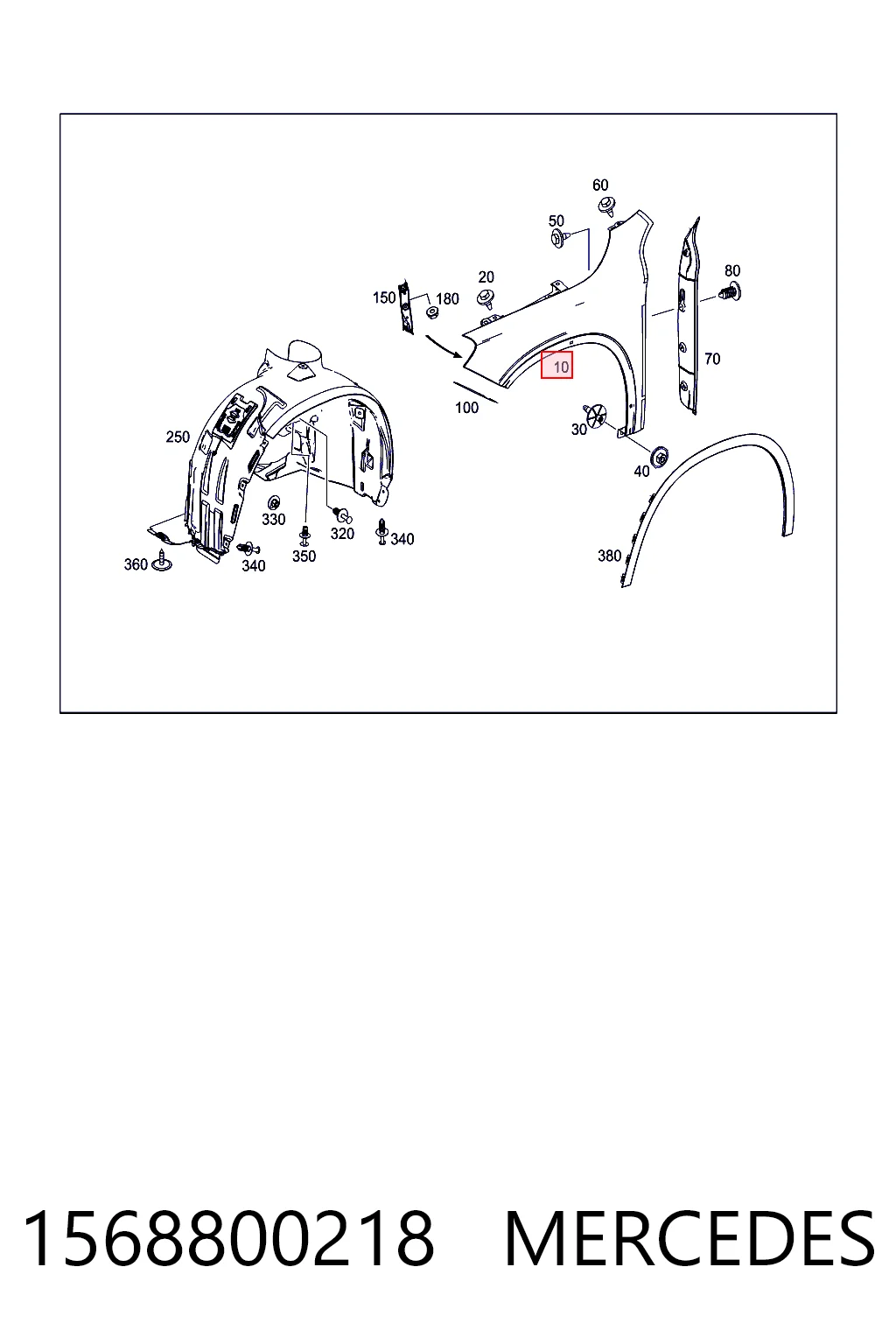 1568800218 Mercedes Błotnik przedni prawy