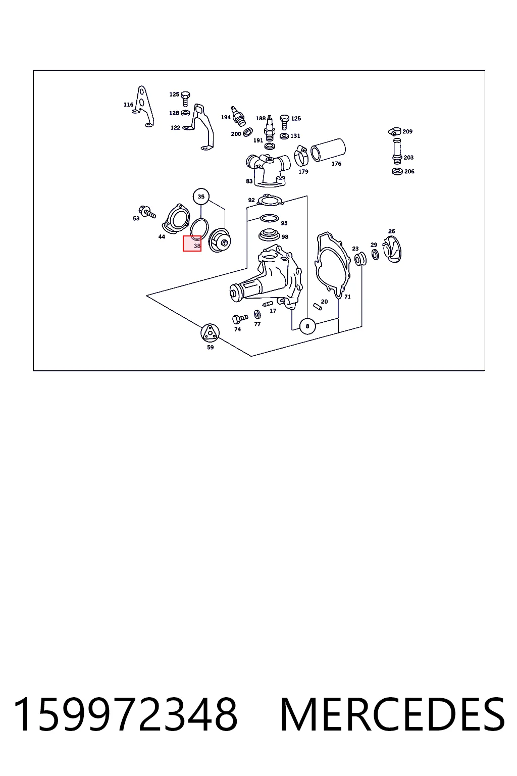 159972348 Mercedes Uszczelka termostatu