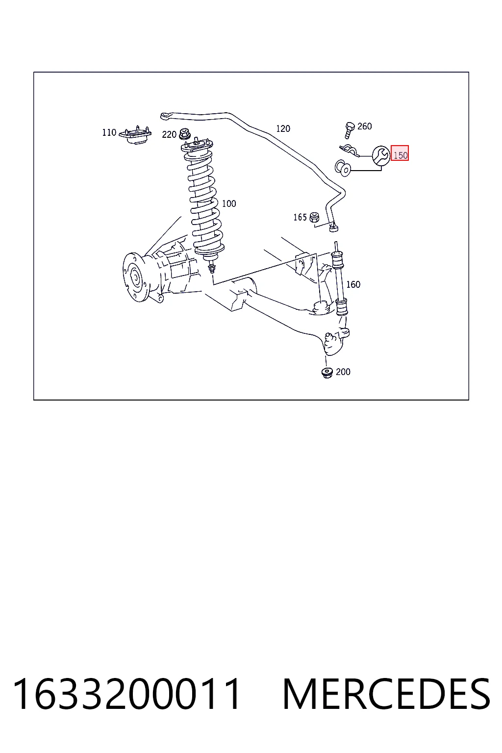1633200011 Mercedes Tuleja stabilizatora tylnego