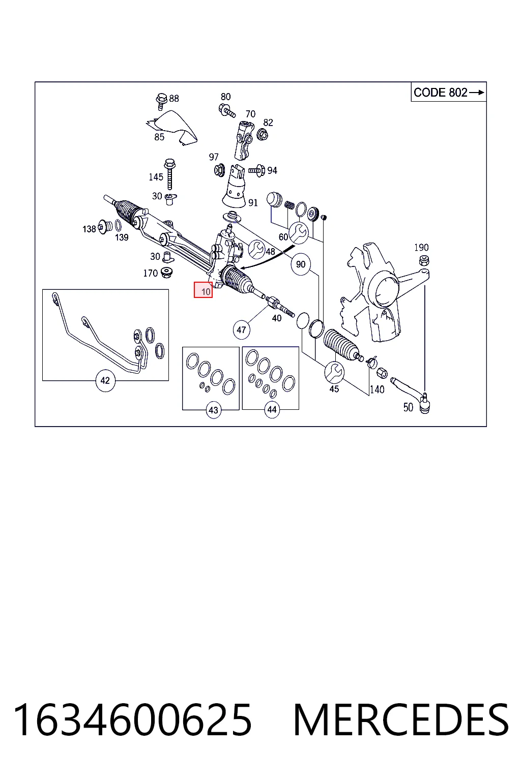 1634600625 Mercedes Listwa kierownicza (maglownica)