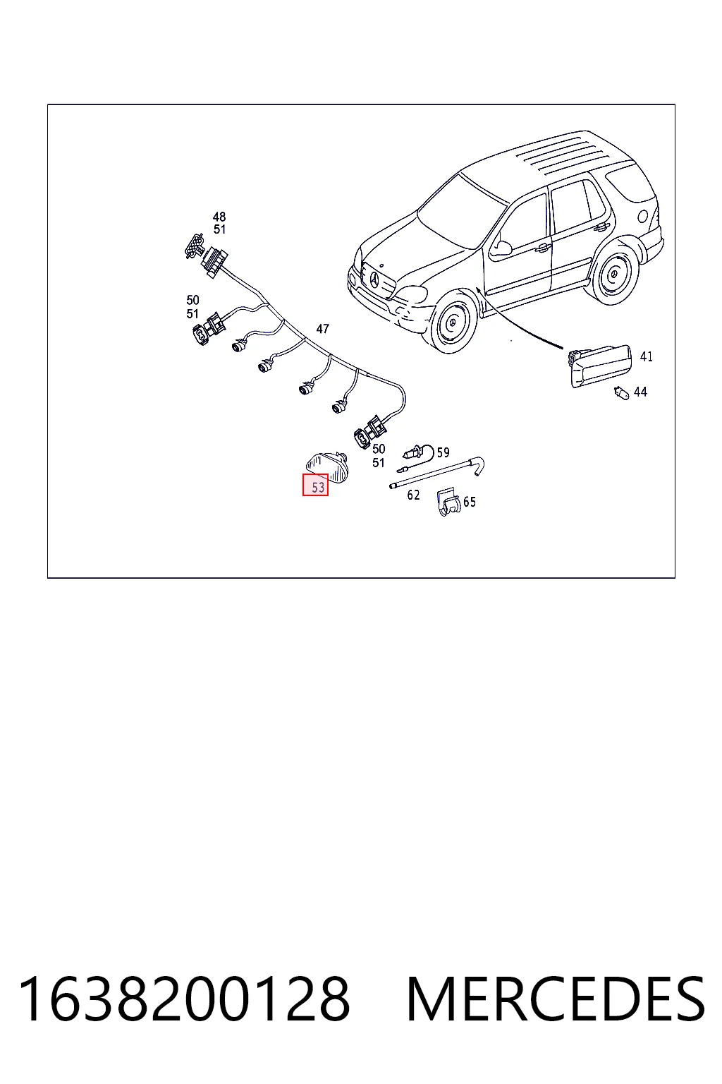 Lampa przeciwmgielna lewa Mercedes ML/GLE SUV (W163) (1998 - 2005) cena, od 74,18 USD
