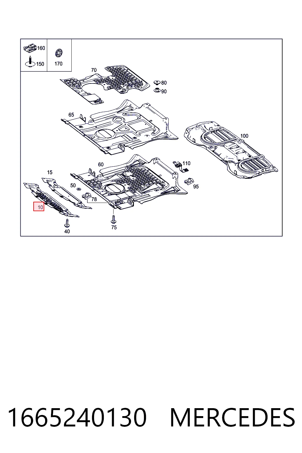 1665240130 Mercedes Osłona silnika przednia