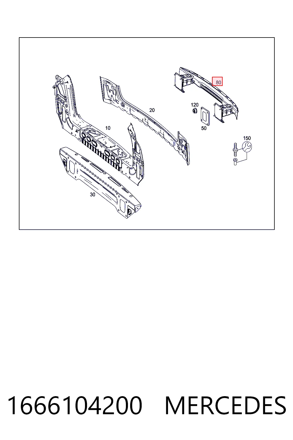 1666104200 Mercedes Wzmocnienie zderzaka tylnego
