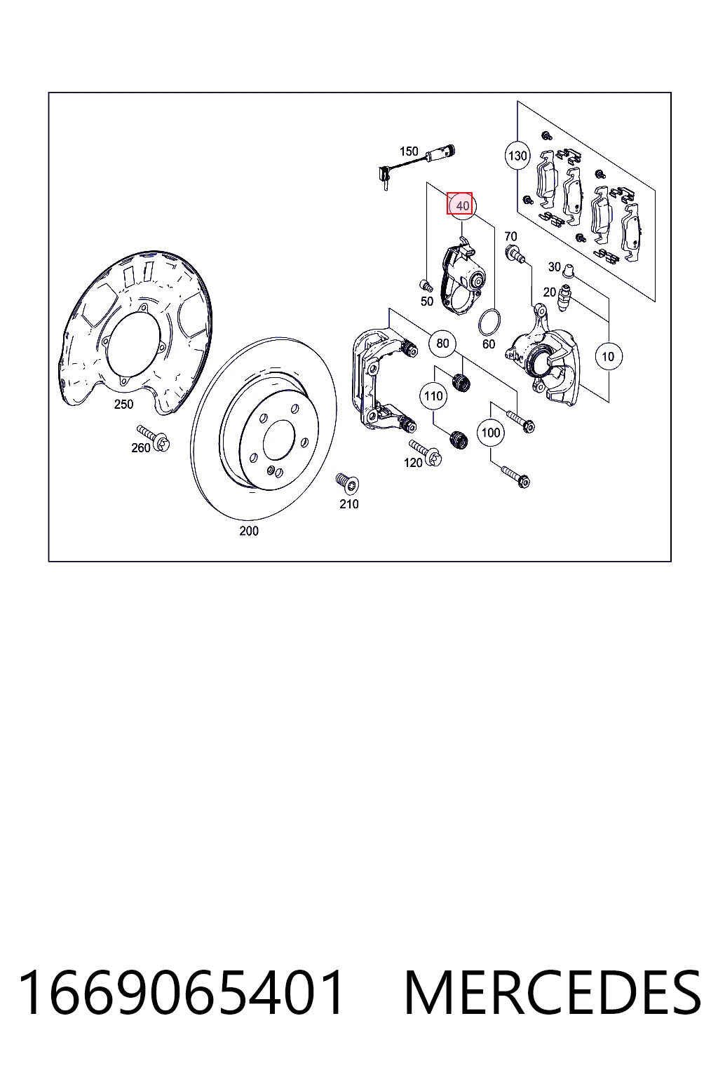 1669065401 Mercedes Silniczek zacisku hamulcowego tylnego