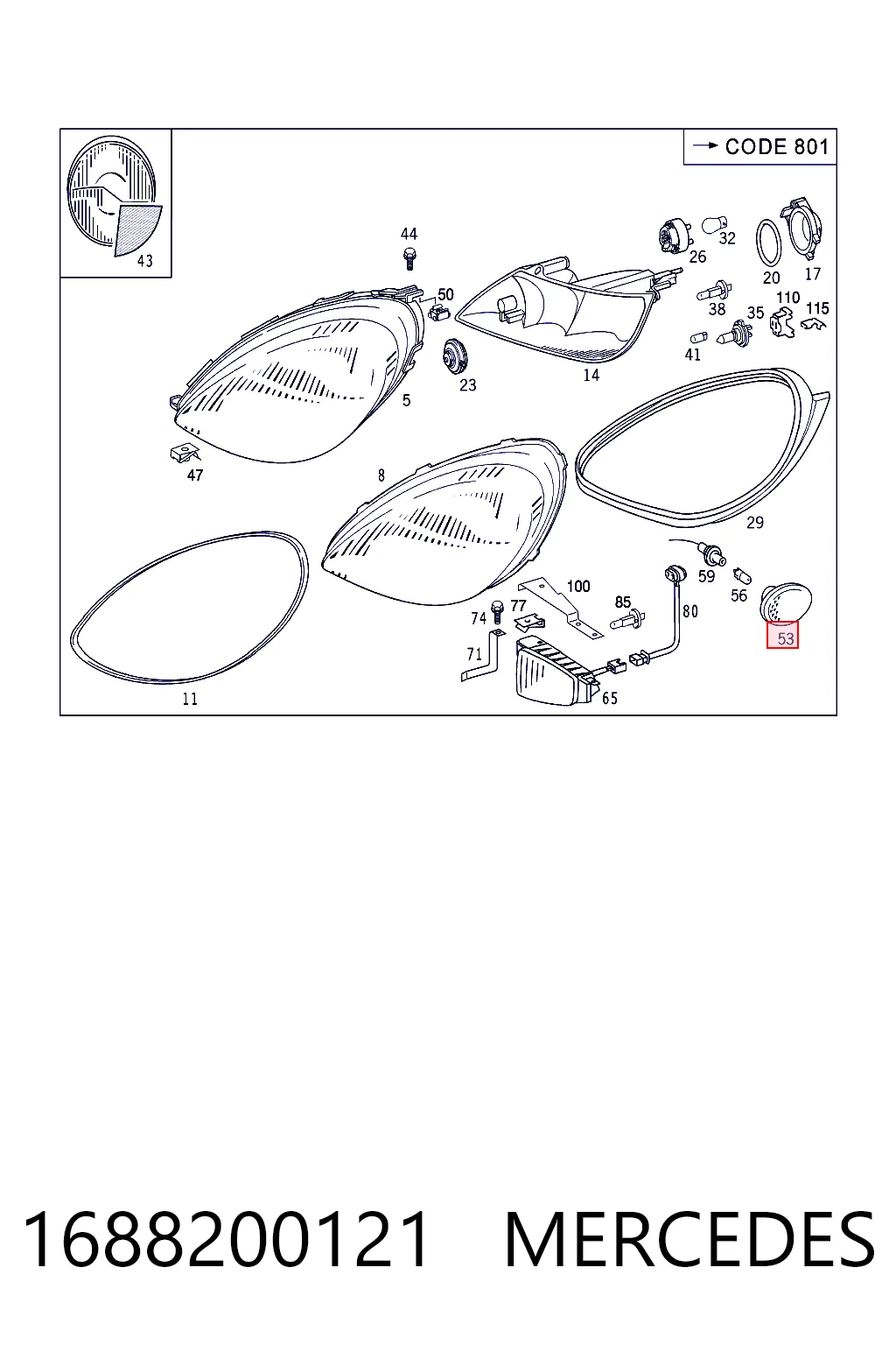 1688200121 Mercedes Powtarzacz kierunkowskazu na błotniku
