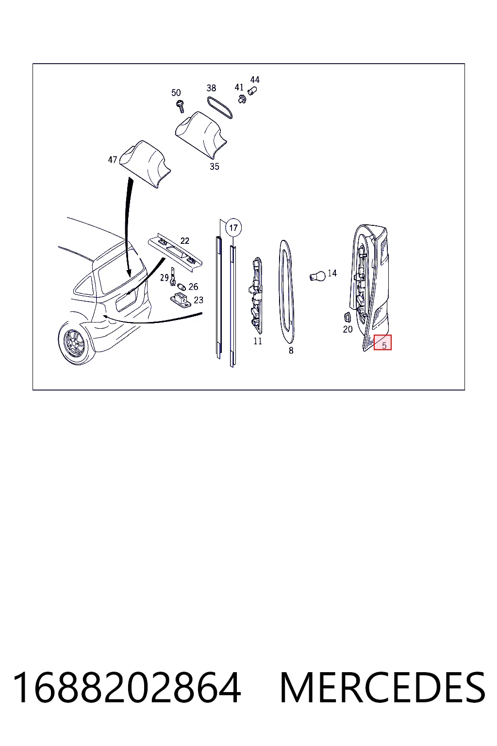 Lampa zespolona tylna prawa do Mercedes A  W168