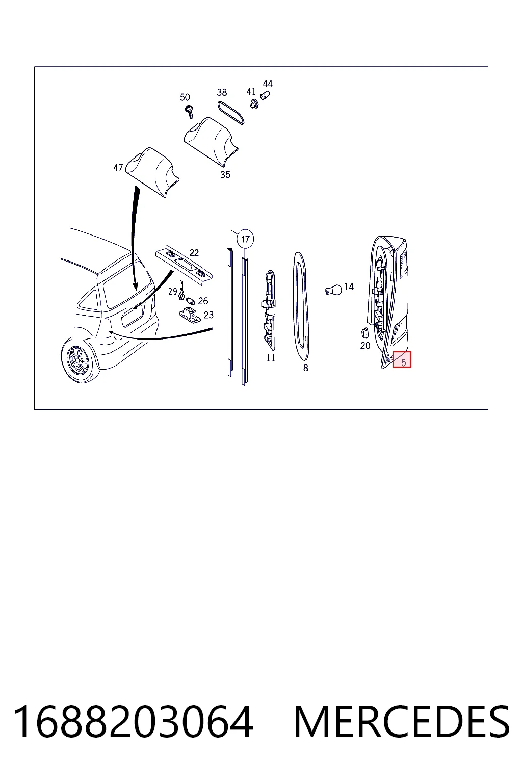 Lampa zespolona tylna prawa do Mercedes A  W168
