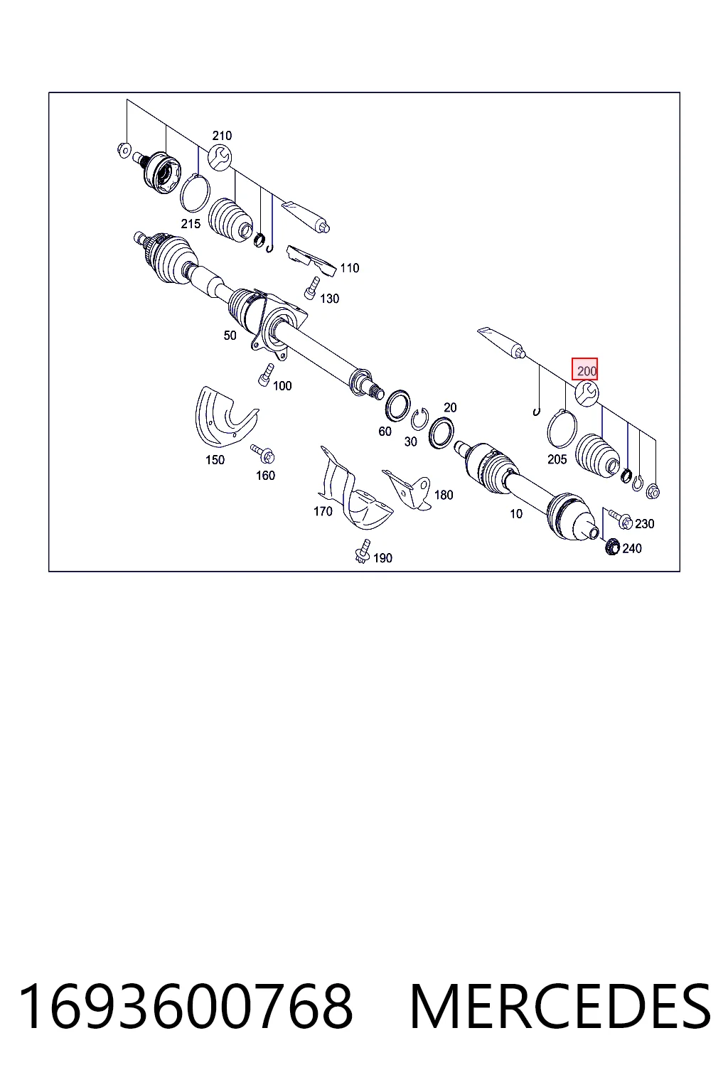 Osłona przegubu homokinetycznego półosi przedniej wewnętrzna Mercedes S sedana (W220) (1998 - 2005) cena, od 23,12 USD