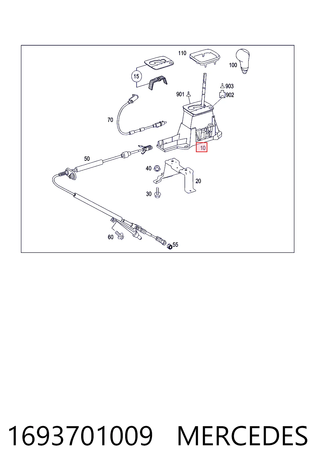 Mechanizm zmiany biegów (cięgno) do Mercedes B  W245