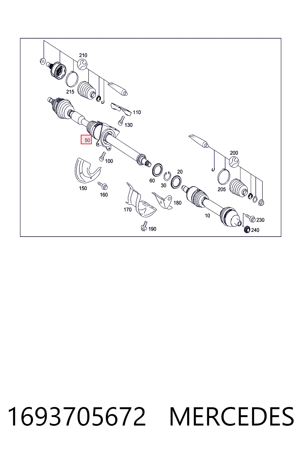1693705672 Mercedes Półoś napędowa przednia prawa