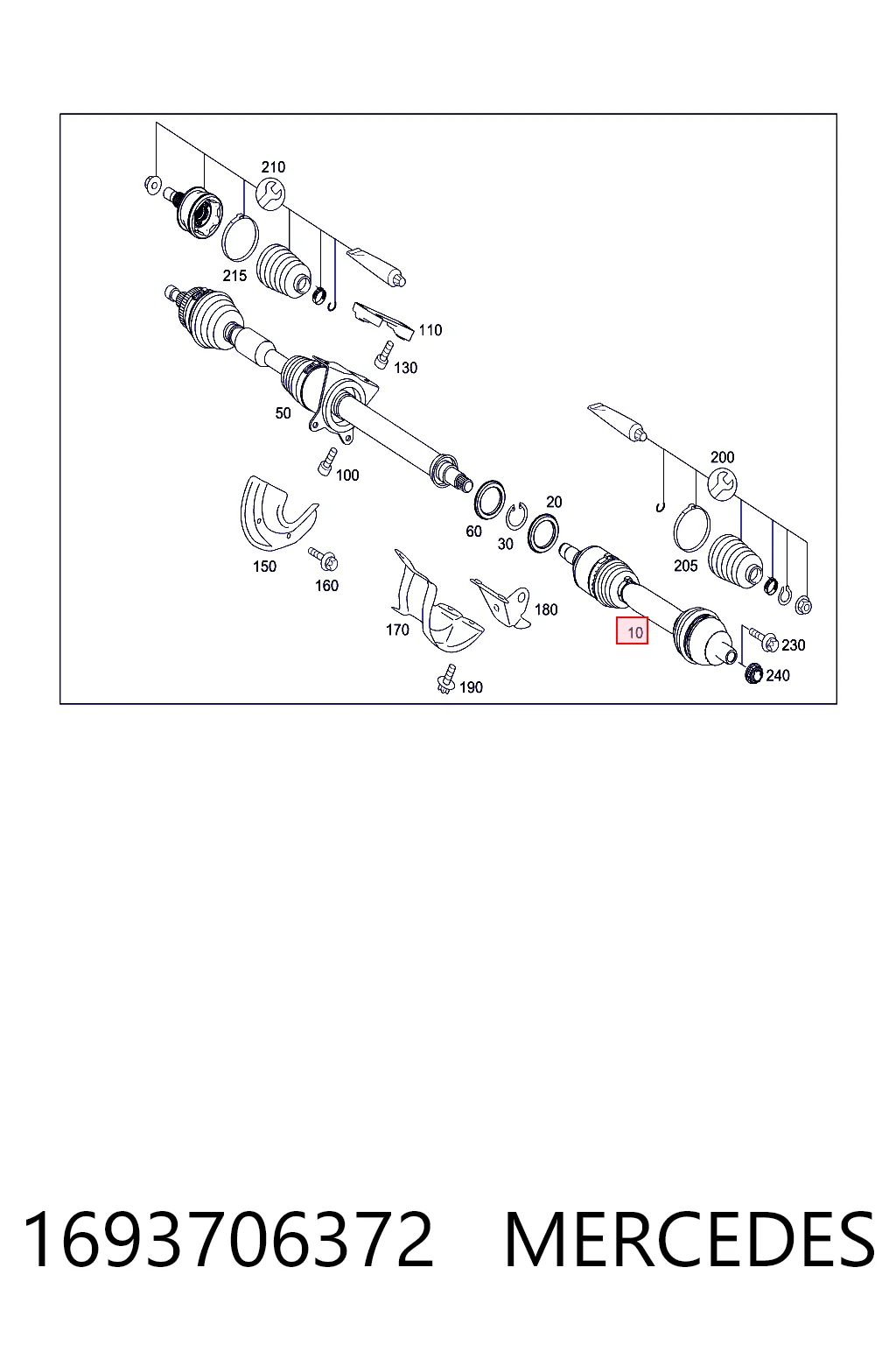 1693706372 Mercedes Półoś napędowa przednia lewa