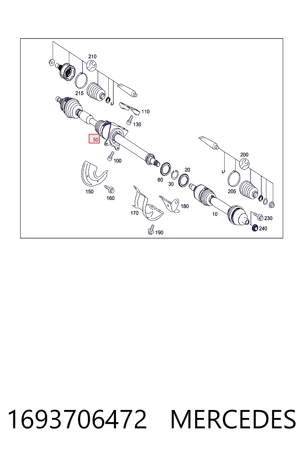 1693706472 Mercedes Półoś napędowa przednia prawa