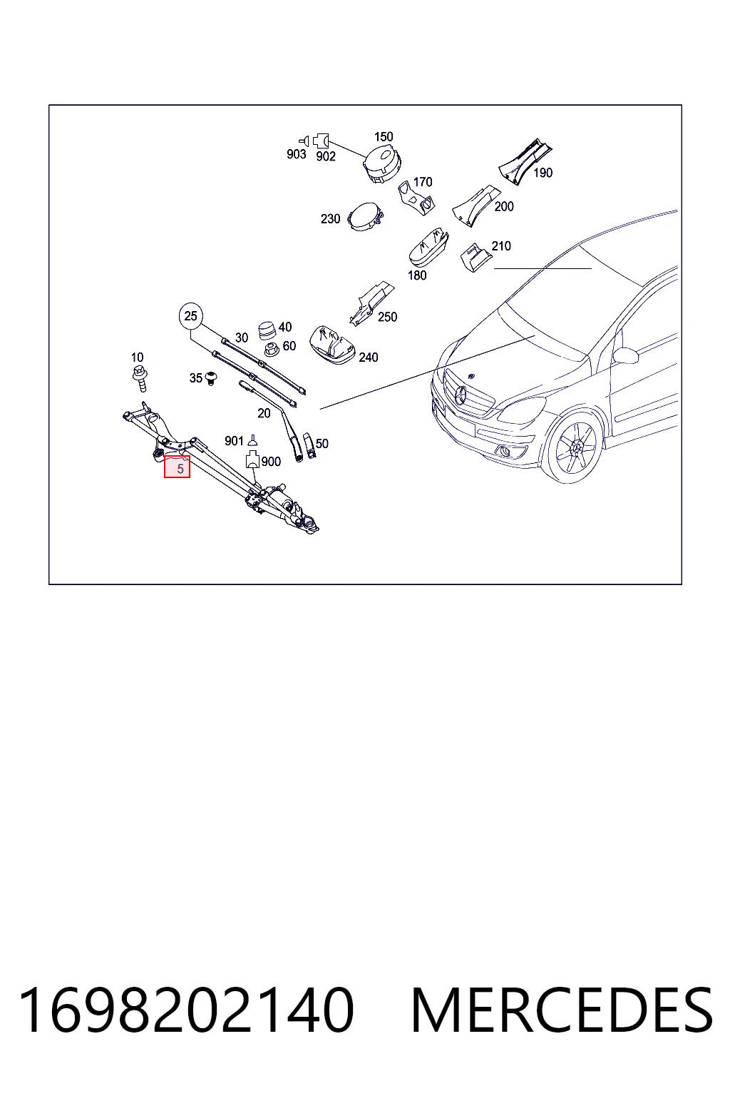 Mechanizm wycieraczek Mercedes A hatchback (W169) (2004 - 2012) cena, od 76,98 USD
