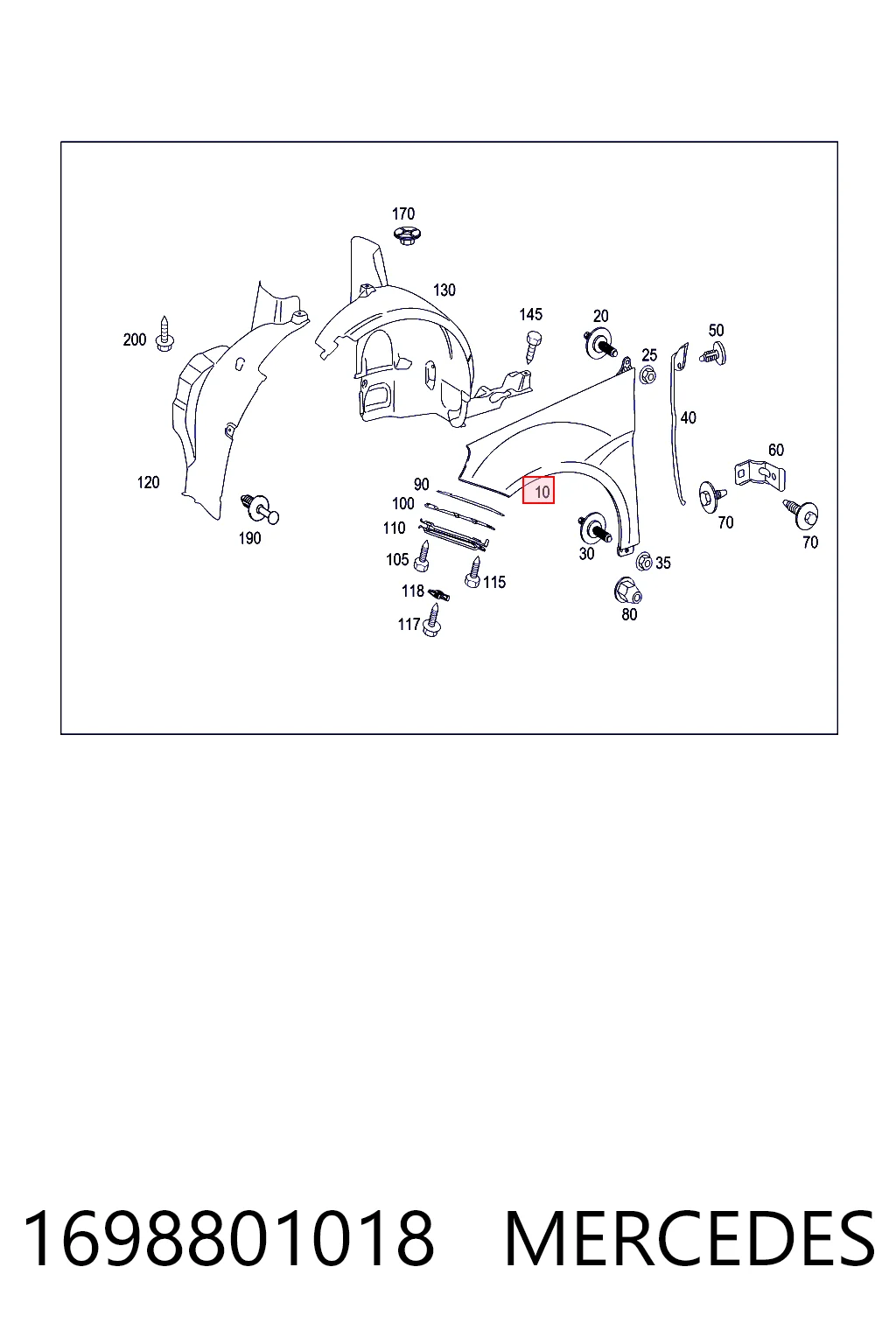 Błotnik przedni prawy Mercedes B minivan (W245) (2005 - 2011) cena, od 195,02 USD