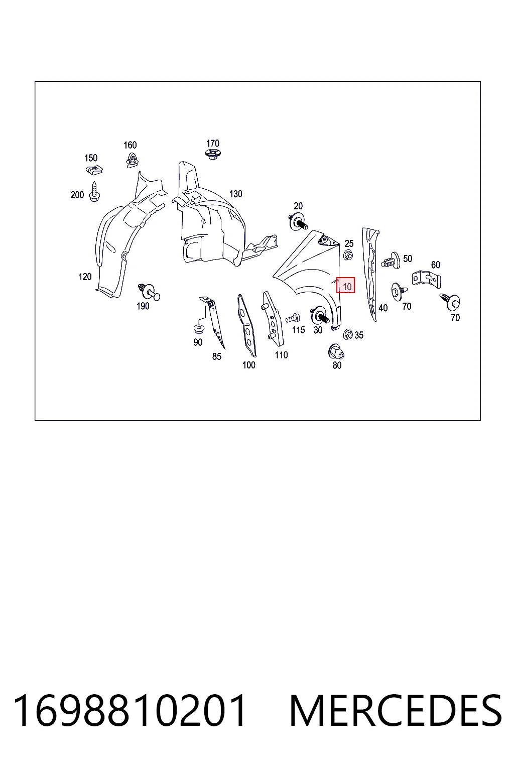 Błotnik przedni prawy Mercedes A hatchback (W169) (2004 - 2012) cena, od 126,59 USD