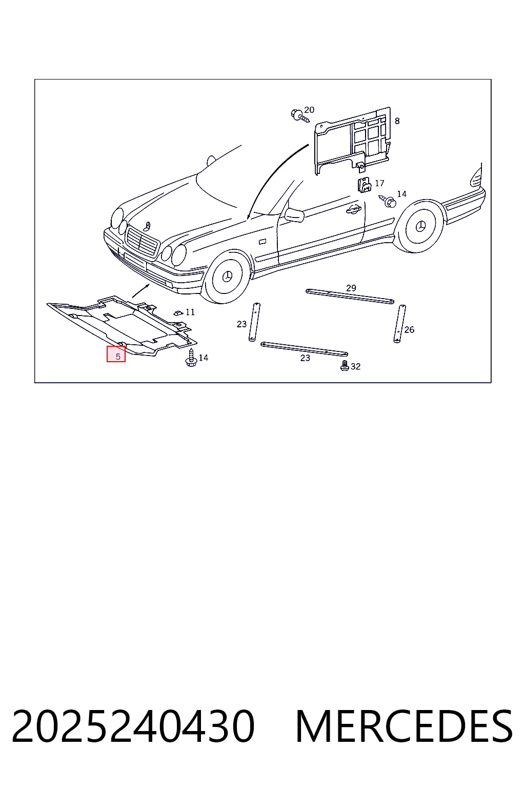 Osłona silnika, miski (przedziału silnika) do Mercedes C  S202